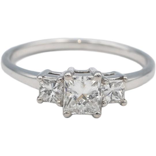 18k White Gold 0.79CT Princess Cut Diamond Three-Stone Ring Size 5.75