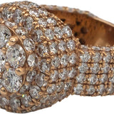 14k Rose Gold  Lab Grown Round Diamond Pave Cluster Ring 8.0CT Size 8.5