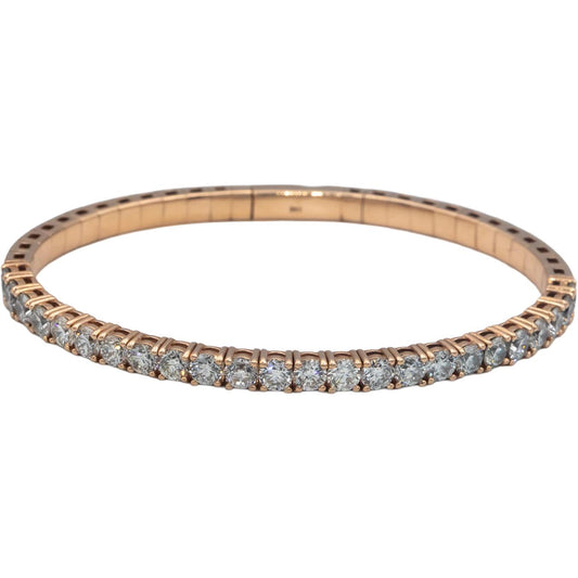 Diamond Round Cut 14k Rose Gold Semi-Flexible Bangle Bracelet 4.82CT