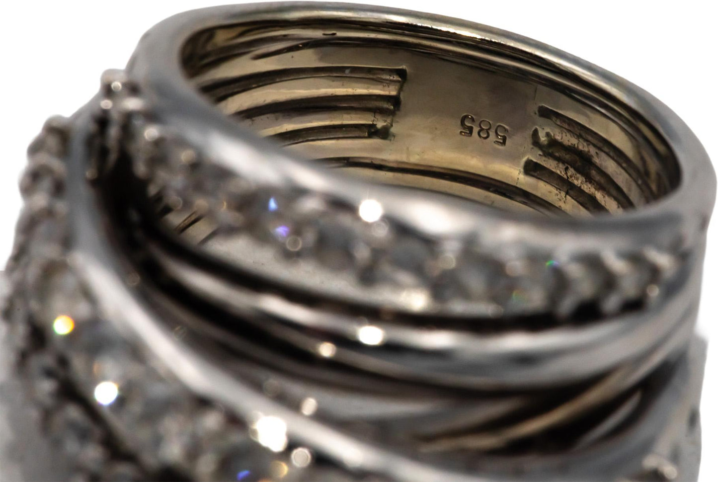 14k White Gold Round Diamond Multi-Band Ring 2.0CT Size 7.25