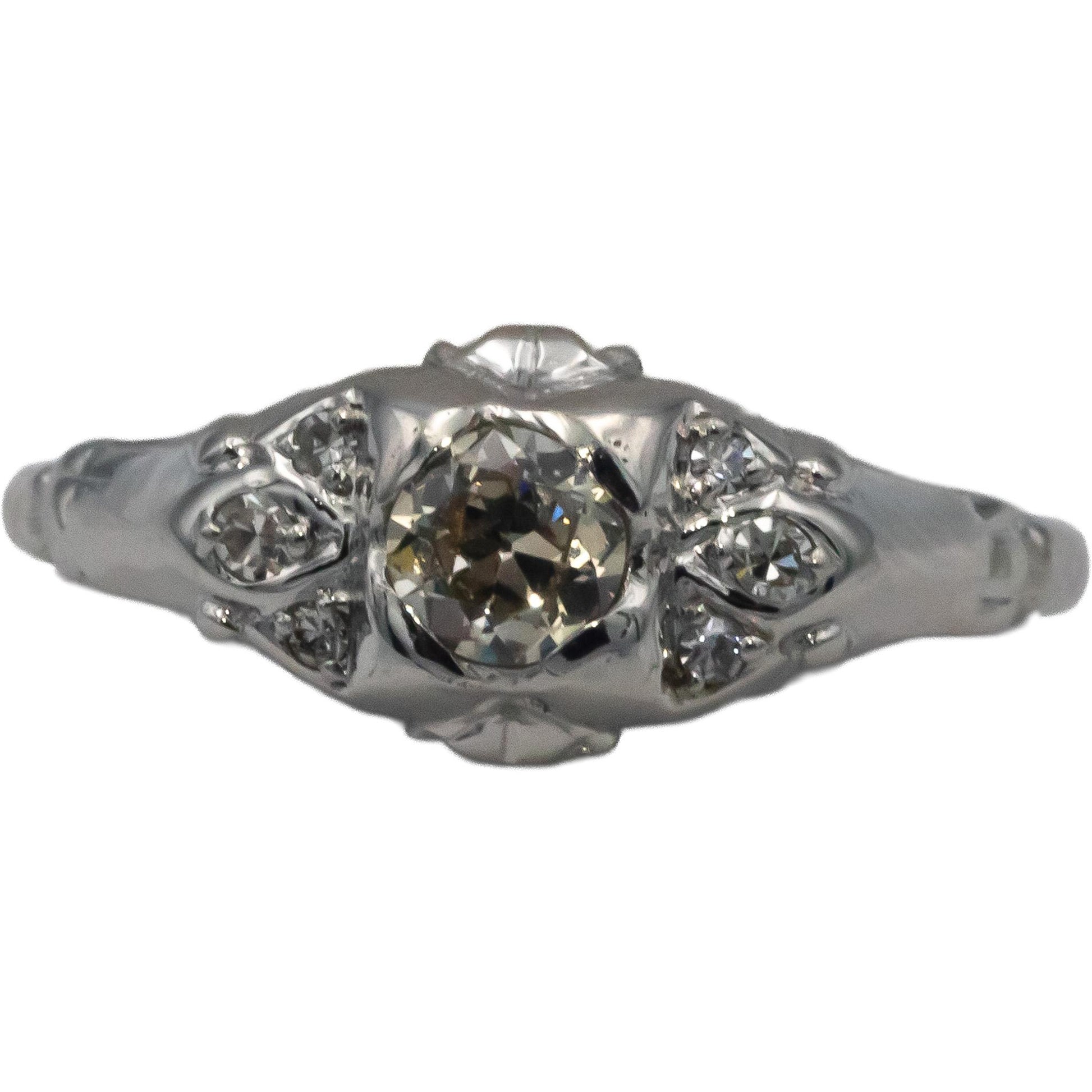 Vintage Antique 14k White Gold 0.33CT Diamond Ring w/ 0.25 Center Size 7