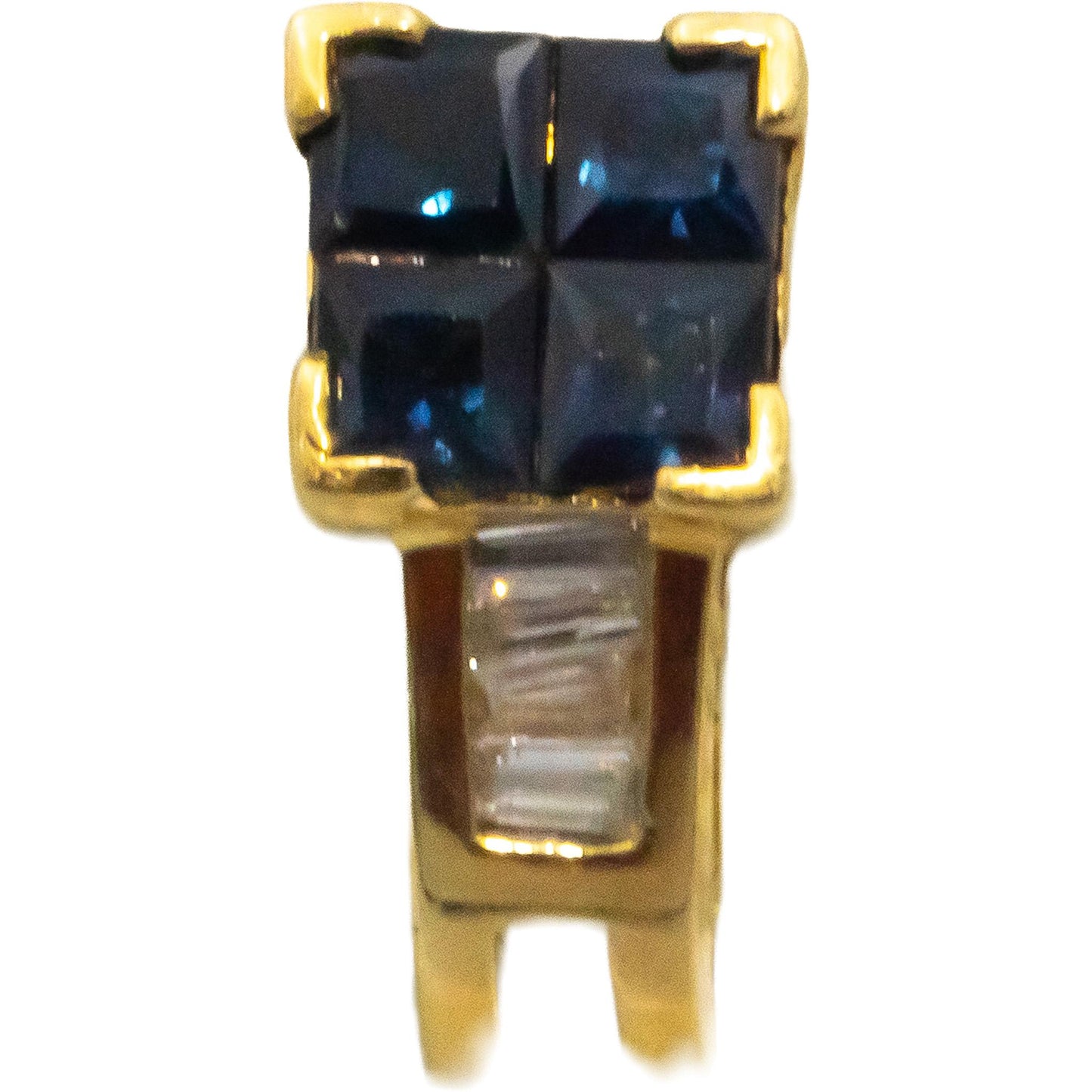 18k Yellow Gold 1.10CT VS Diamond and Sapphire Curved Earrings