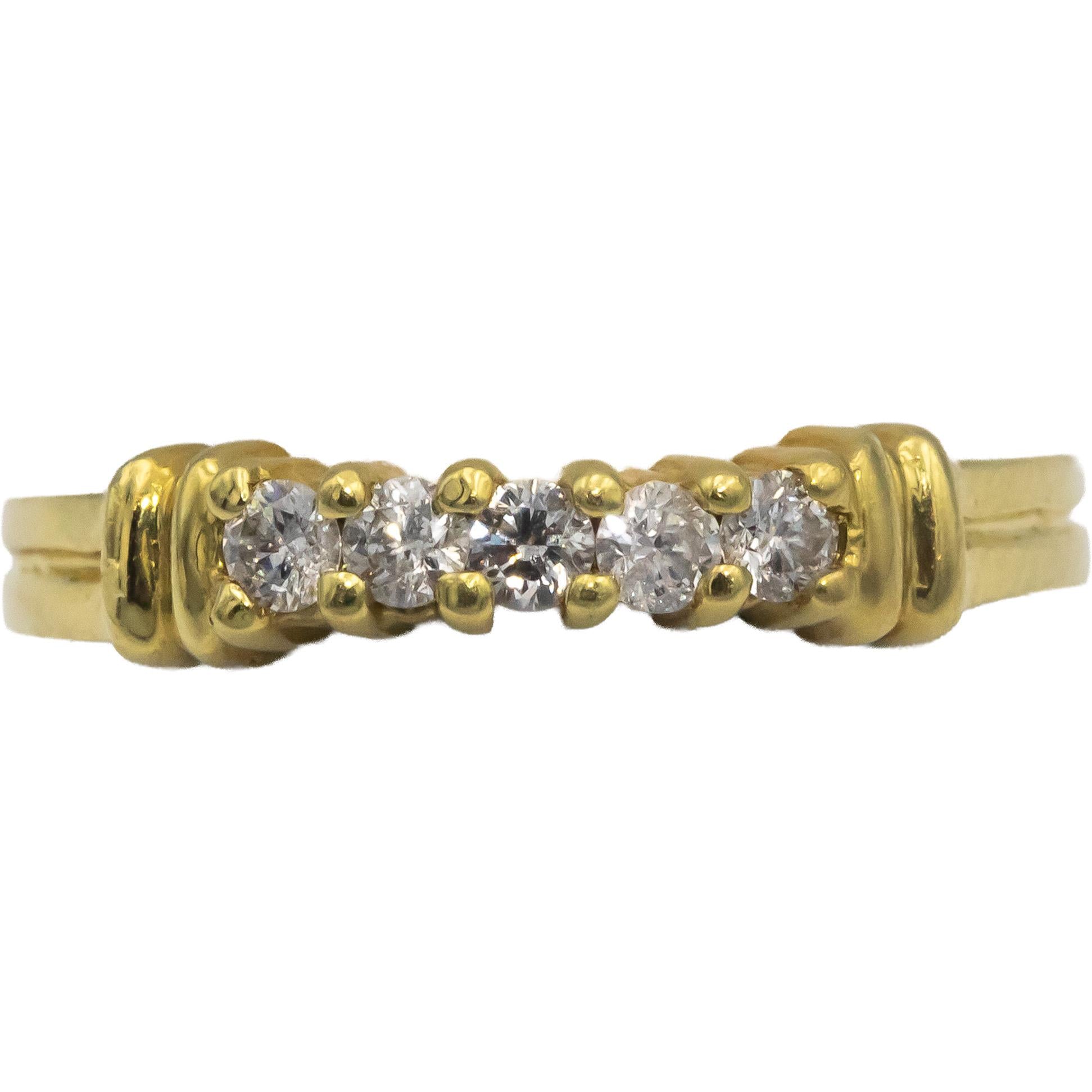 18k Yellow Gold Jewelry 0.25CT Round Cut Diamond Band Ring Size 7