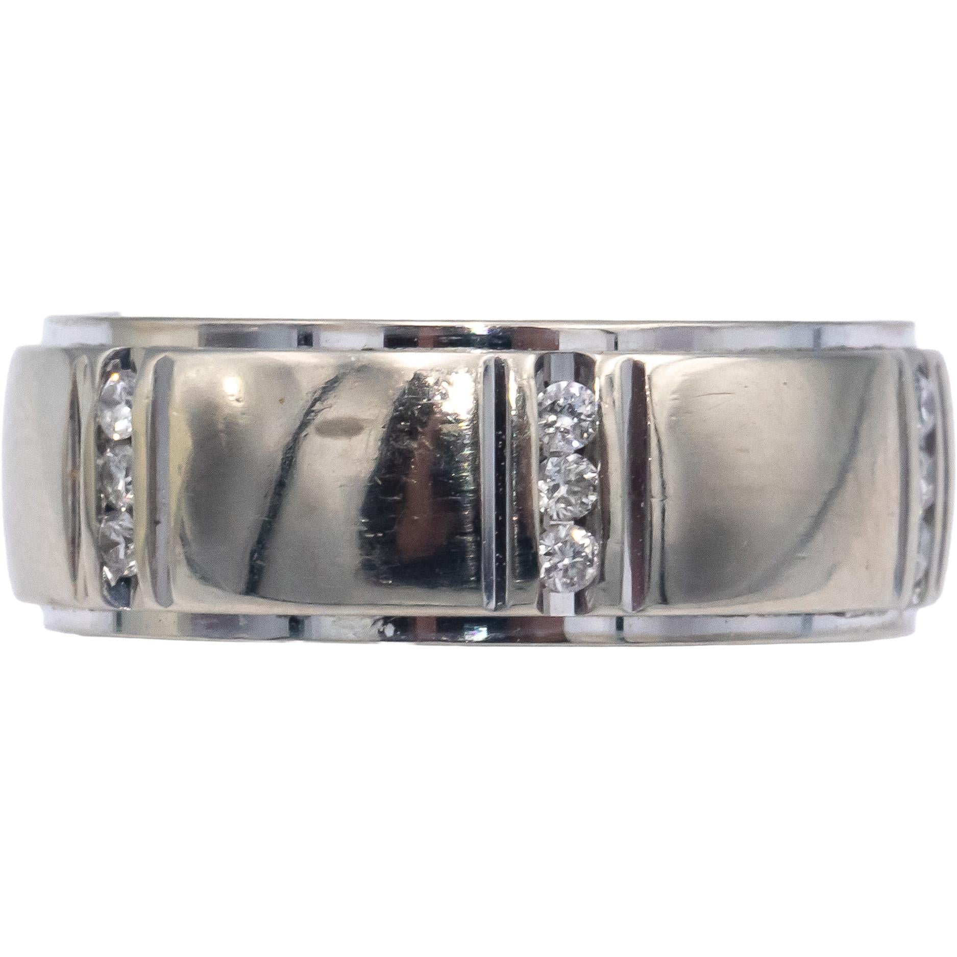 14k White Gold Round Diamond Wedding Band Ring 0.28CT Size 7