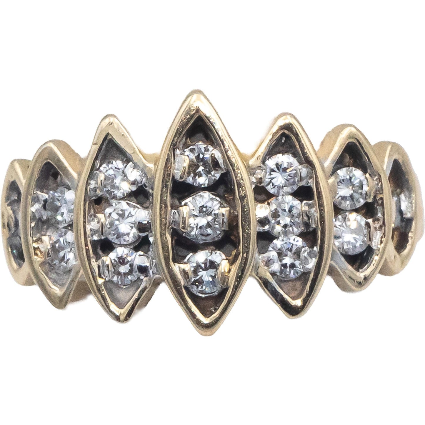 Designer 14k Yellow Gold 0.30CT Round Cut Diamond Ring Size 5.75