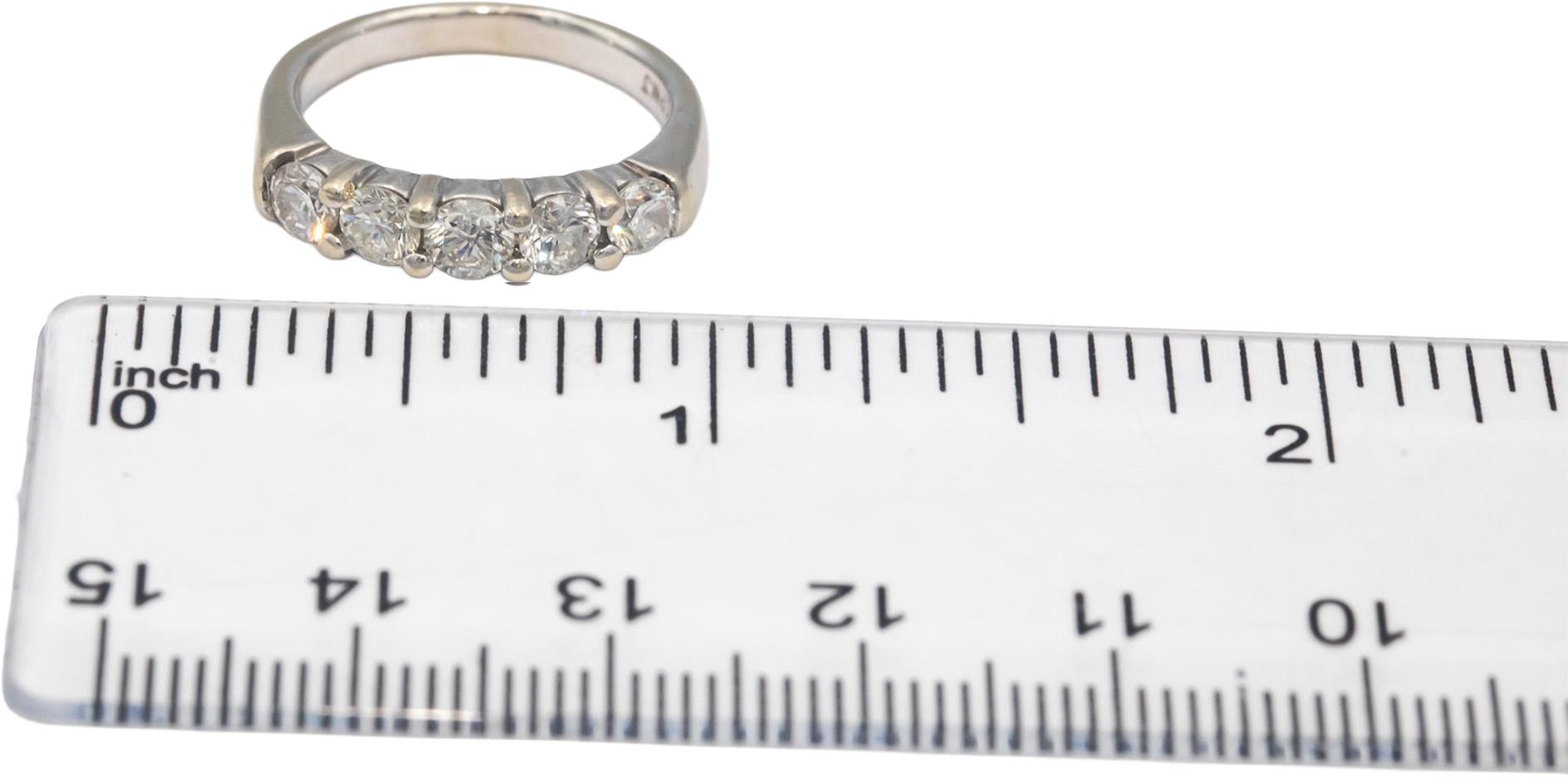 14k White Gold 0.80CT Round Cut Diamond Five Stone Anniversary Band Ring Size 5