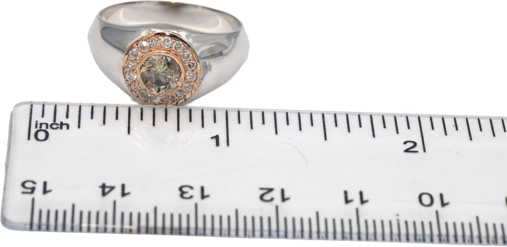 14k Rose and White Gold 0.65CT Round Cut Diamond Ring w/ 0.50CT Center Size 8.75