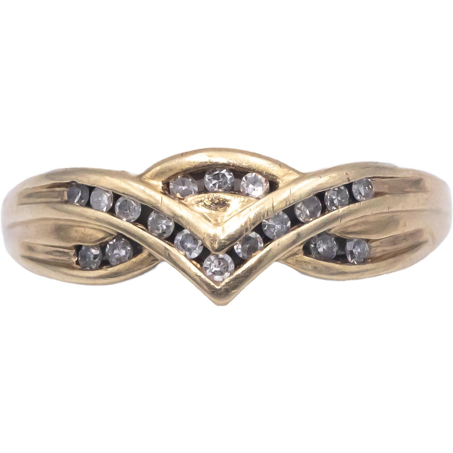10k Yellow Gold 0.20CT Round Cut Diamond Band Ring Size 7.5