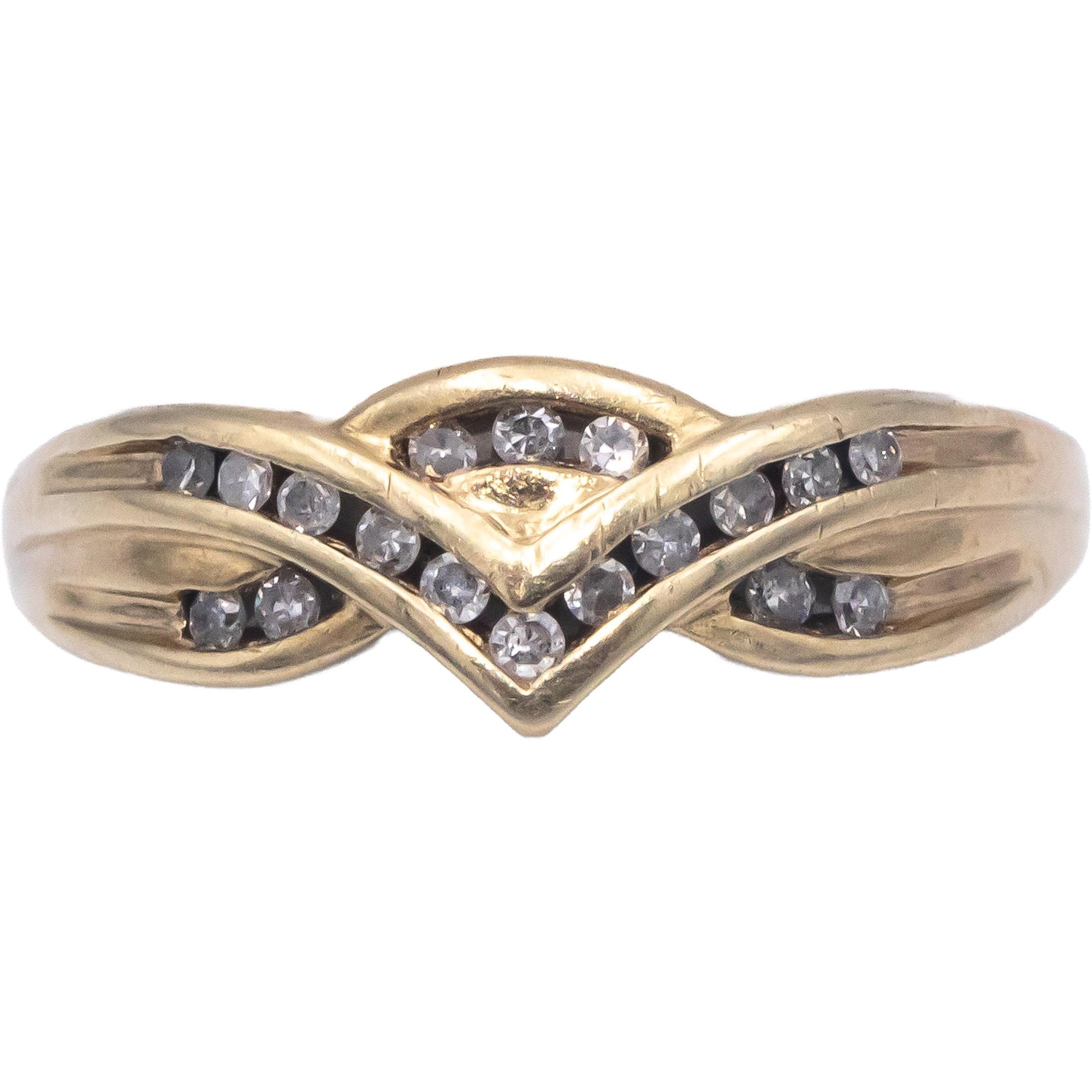 10k Yellow Gold 0.20CT Round Cut Diamond Band Ring Size 7.5