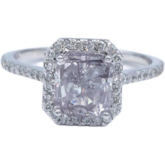 14k White Gold 2.70CT Diamond Engagement Ring w/ 2.20CT Center Size 7