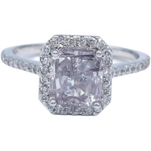 14k White Gold 2.70CT Diamond Engagement Ring w/ 2.20CT Center Size 7