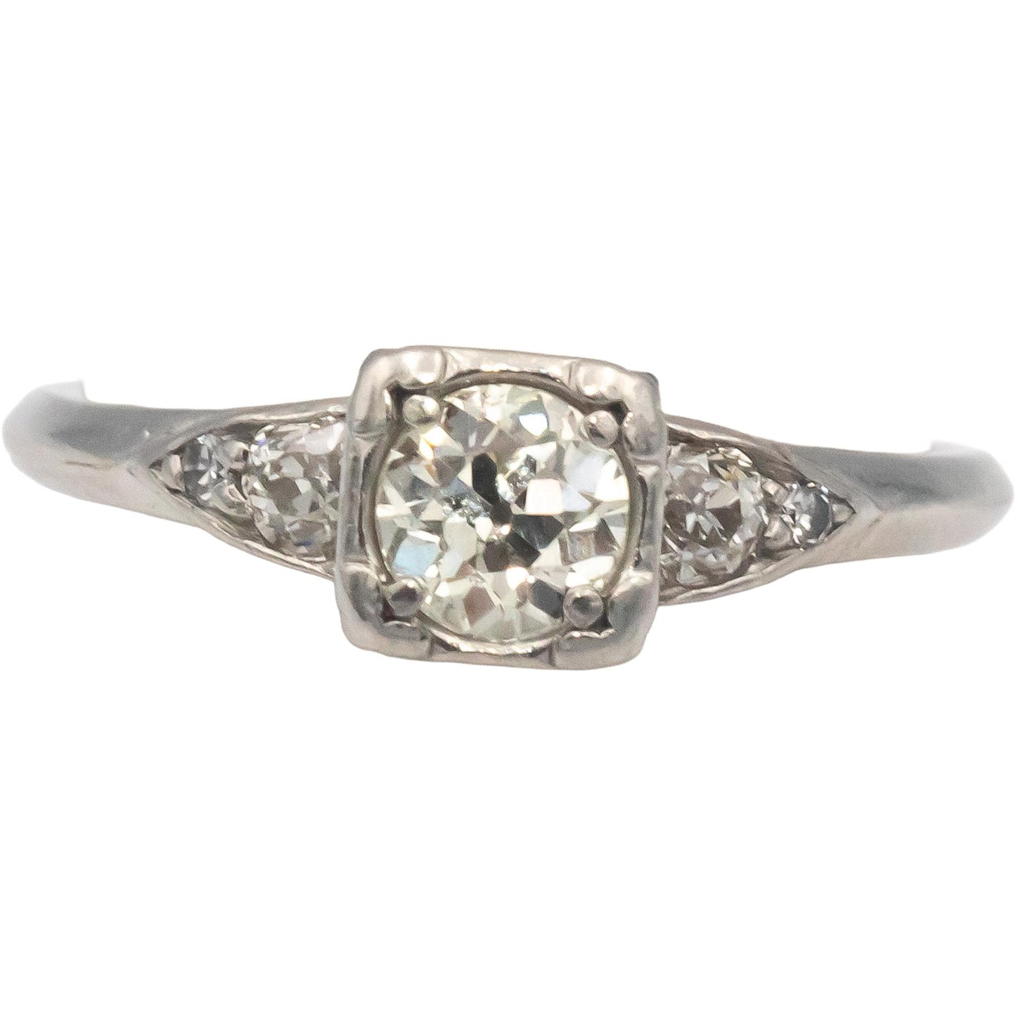 Antique Vintage Platinum 0.50CT VS Euro Cut Diamond Engagement Ring Size 4.75