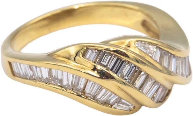 Estate 18k Yellow Gold 1.0CT VS Baguette Cut Diamond Cocktail Ring Size 5.5