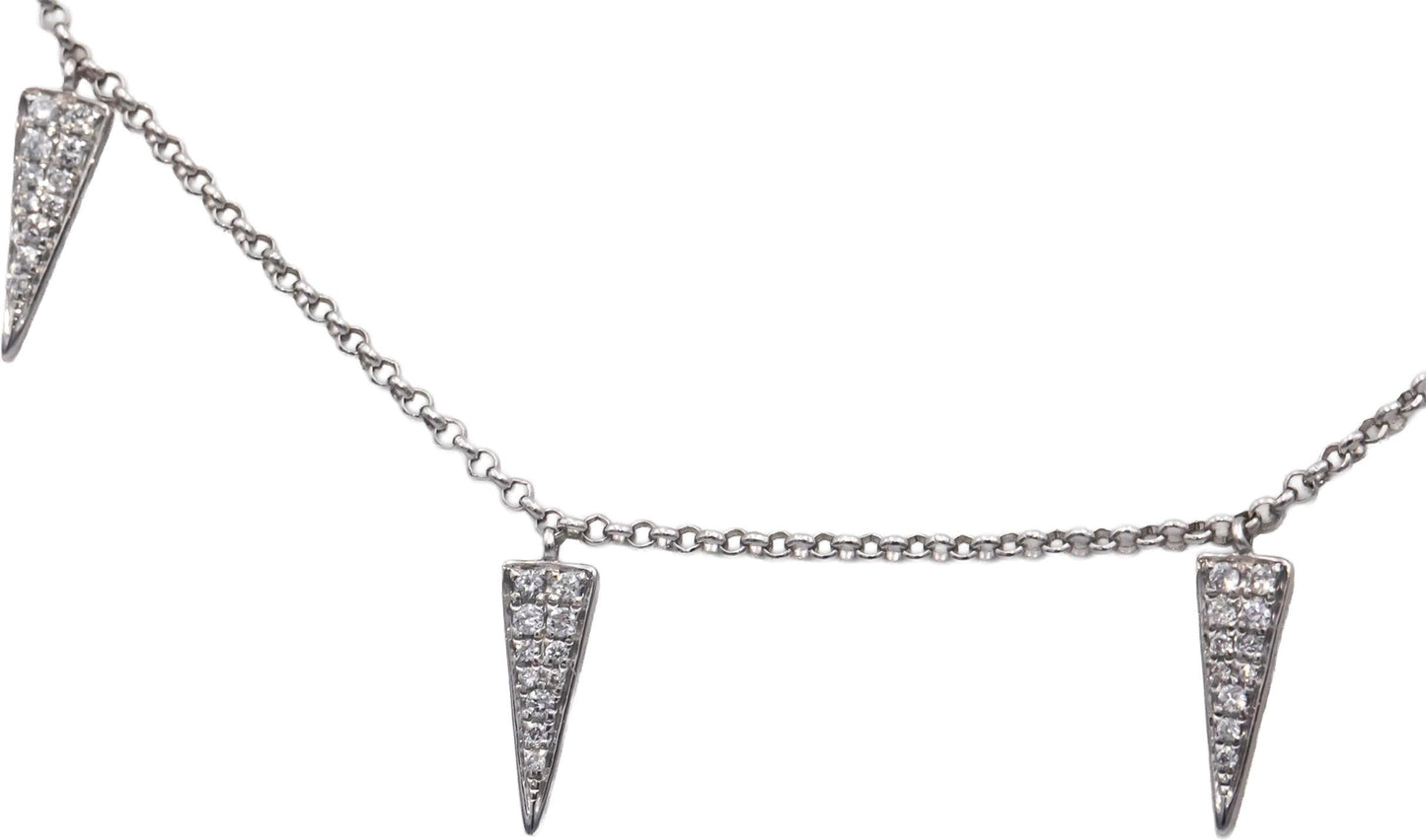 18k White Gold 0.15CT VS Diamond Dangle Charm Necklace w/ Adjustable Clasp