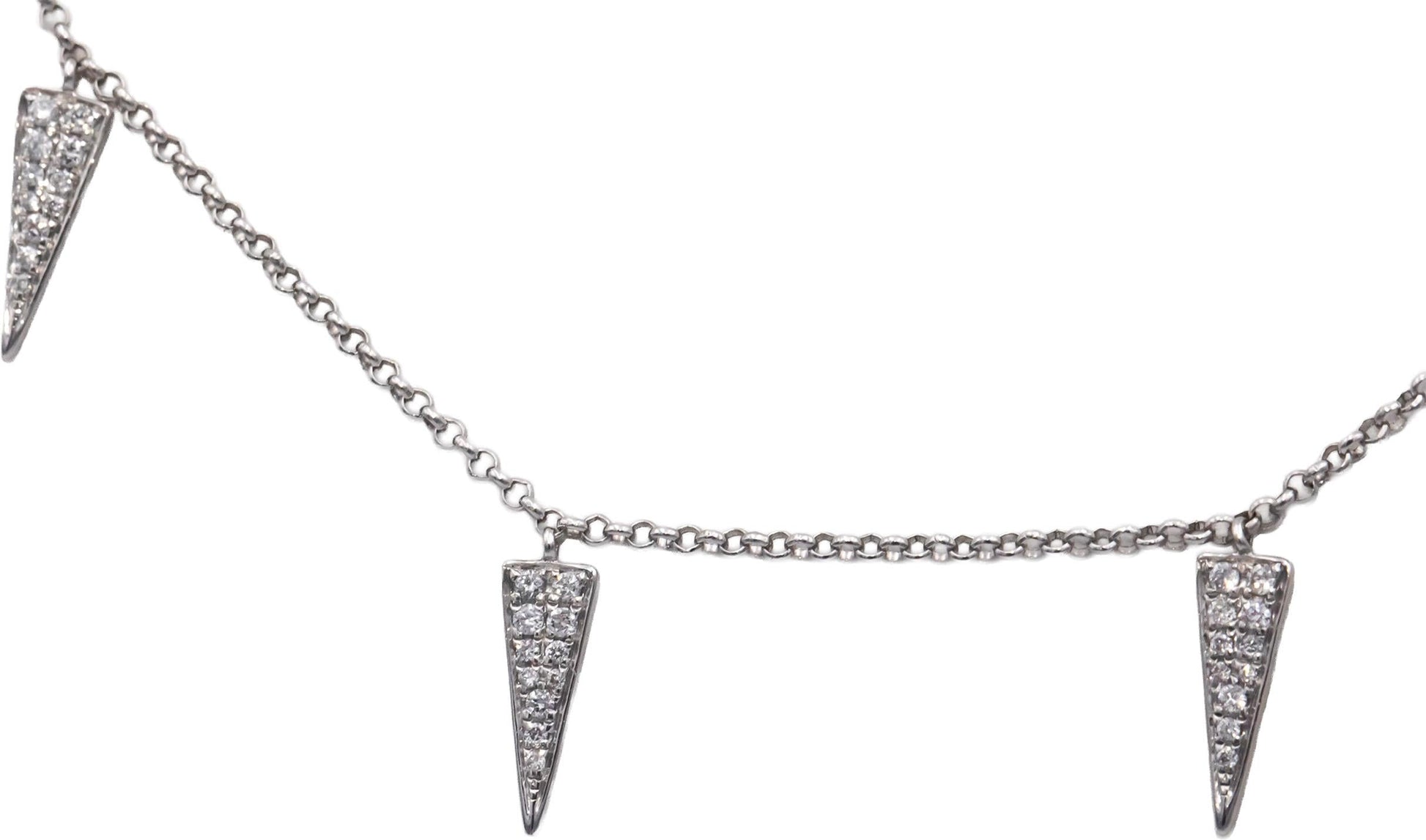 18k White Gold 0.15CT VS Diamond Dangle Charm Necklace w/ Adjustable Clasp