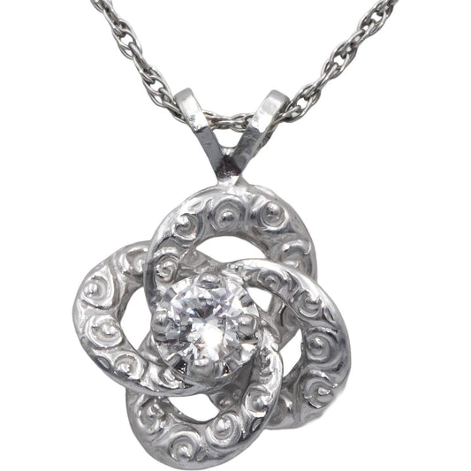 14k White Gold 0.15CT VS Round Cut Diamond Solitaire Pendant Necklace