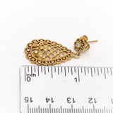 Diamond 18k Yellow Gold VS Round Cut Filigree Drop Dangle Earrings 0.50CT