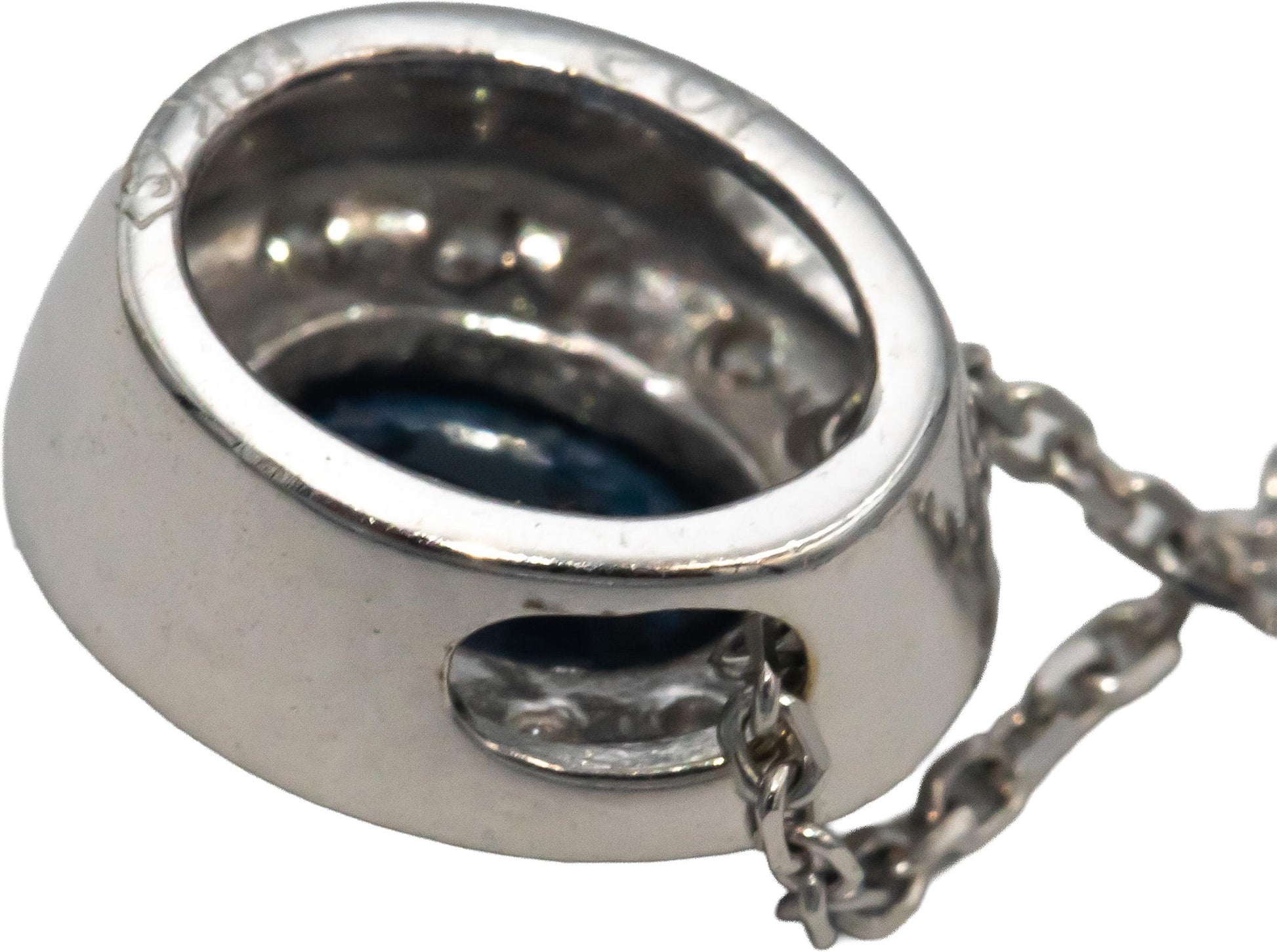 Diamond and Sapphire 18k White Gold Halo Pendant Necklace 0.65CT