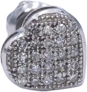 Diamond Round Cut 10k White Gold Cluster Heart Stud Screw Back Earrings 0.10CT