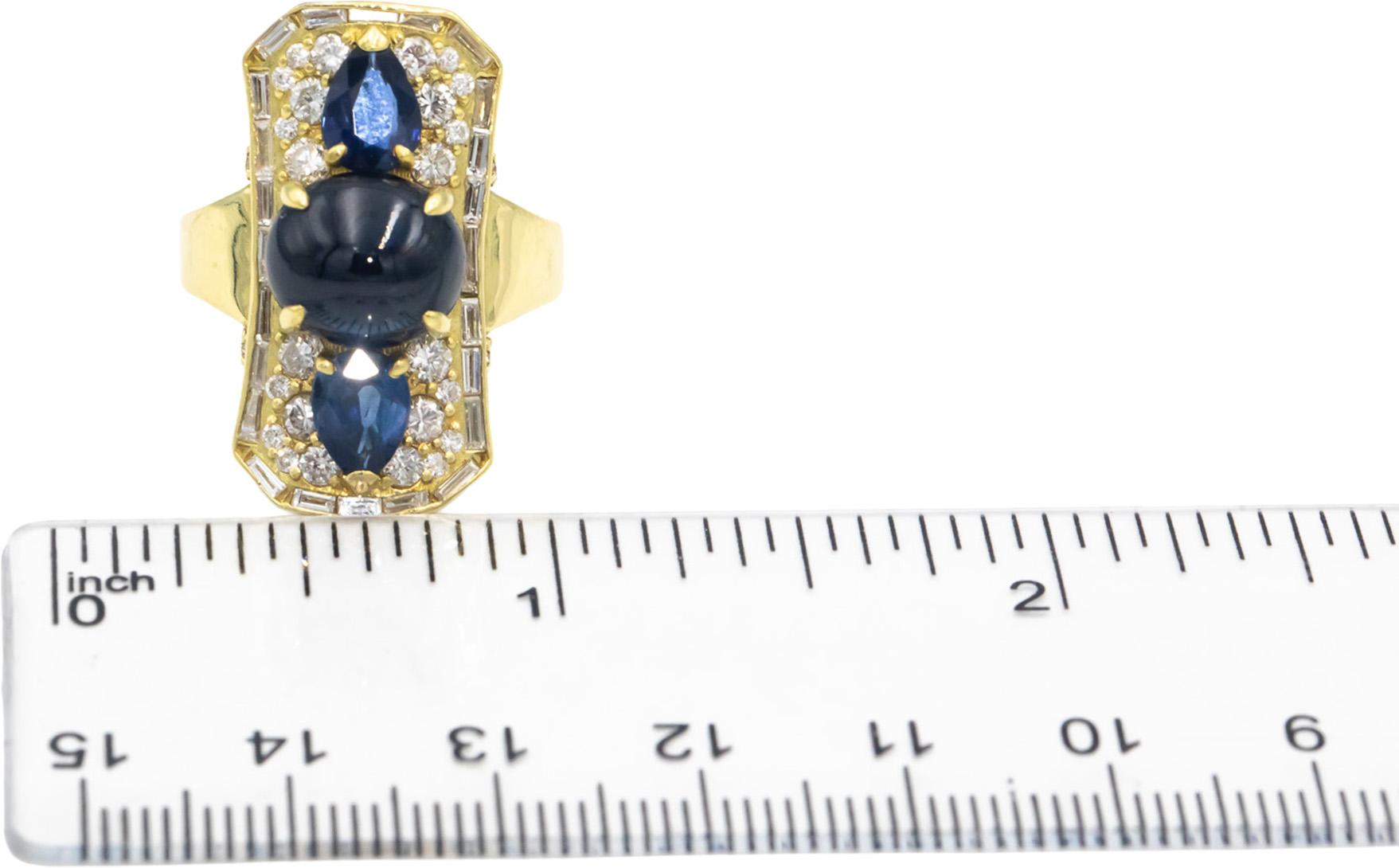 18k Yellow Gold VS Diamond & Sapphire Cocktail Ring 8.65CT Size 7.5