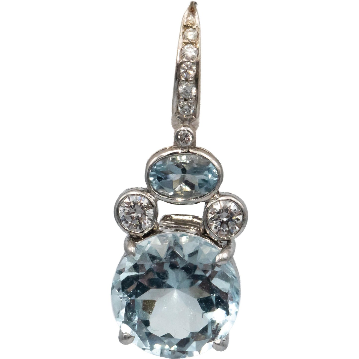 18k White Gold Jewelry VS Diamond & Aquamarine Drop Earrings 6.18CT