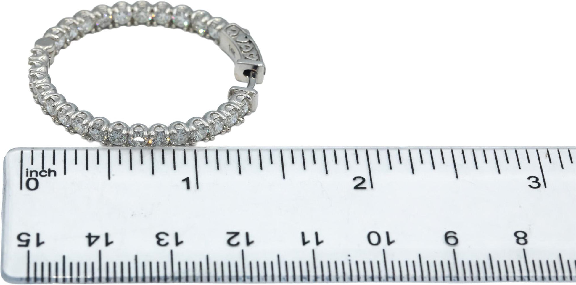 14k White Gold Round Diamond Inside Out Circle Hoop Earrings 5.35CT