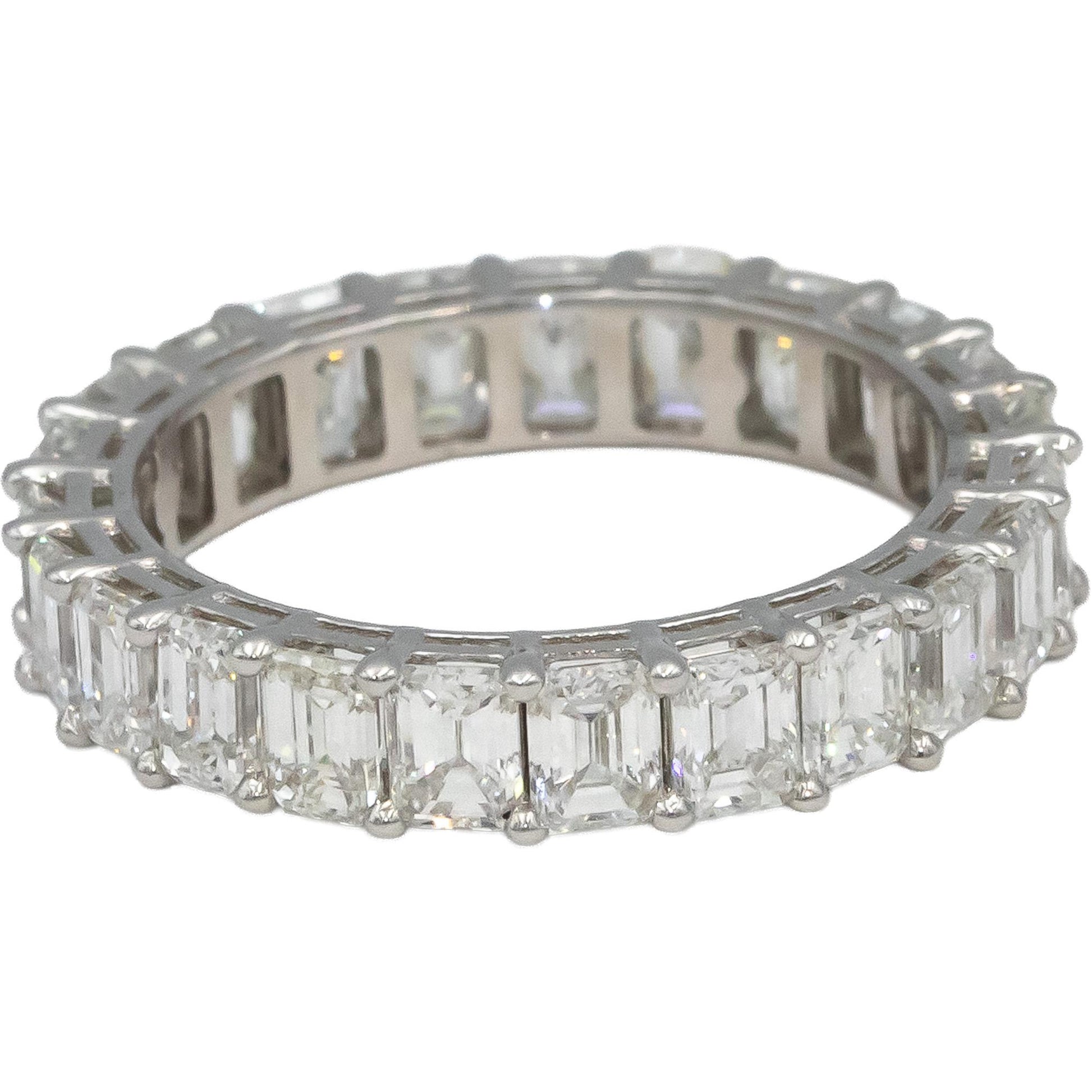 18k White Gold VS Emerald Cut Diamond Eternity Band Ring 3.67CT Size 6.25