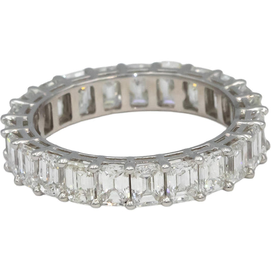 18k White Gold VS Emerald Cut Diamond Eternity Band Ring 3.67CT Size 6.25