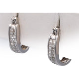 14k White Gold Princess Cut Invisible Set Huggie Hoop Earrings 0.50CT