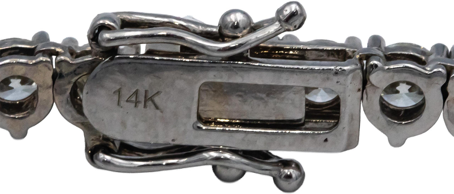 14k White Gold VS Round Diamond Riviera Necklace Chain 29.06CT w/ 2.02CT Center