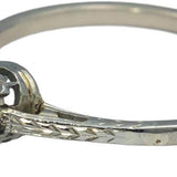 Vintage Antique 18k White Gold Round Diamond Solitaire Ring 0.16CT Size 7.25