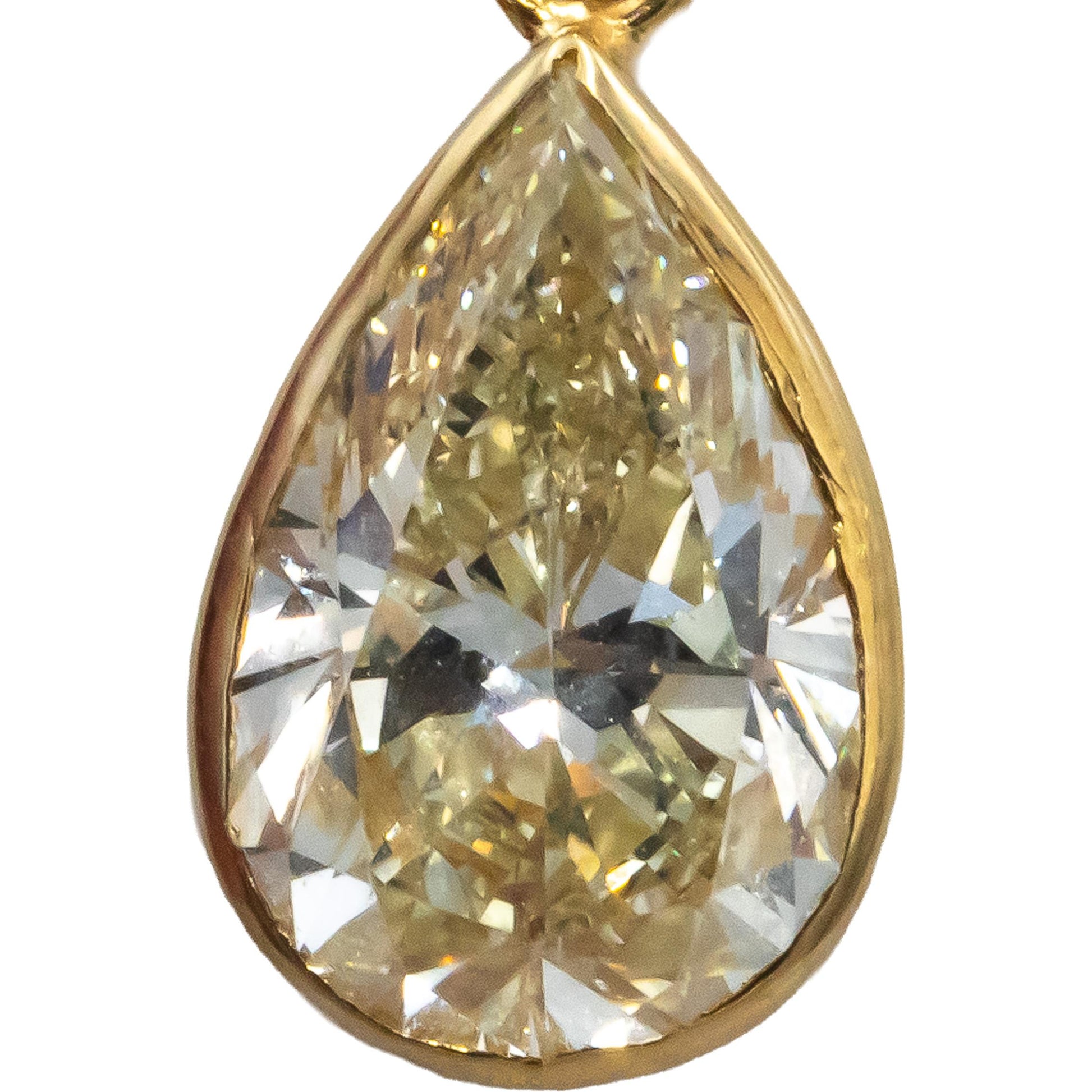 GIA Certified 14k Yellow Gold N/VS2 Pear Cut Diamond Pendant Necklace 3.05CT