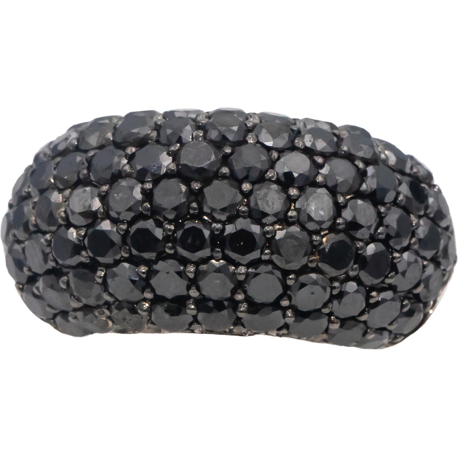 14k White Gold Round Black Diamond Cluster Dome Ring 2.31CT Size 7