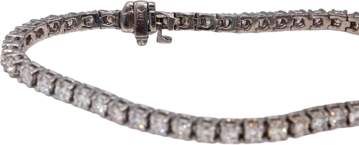 18k White Gold Round Diamond Tennis Bracelet 5.0CTW