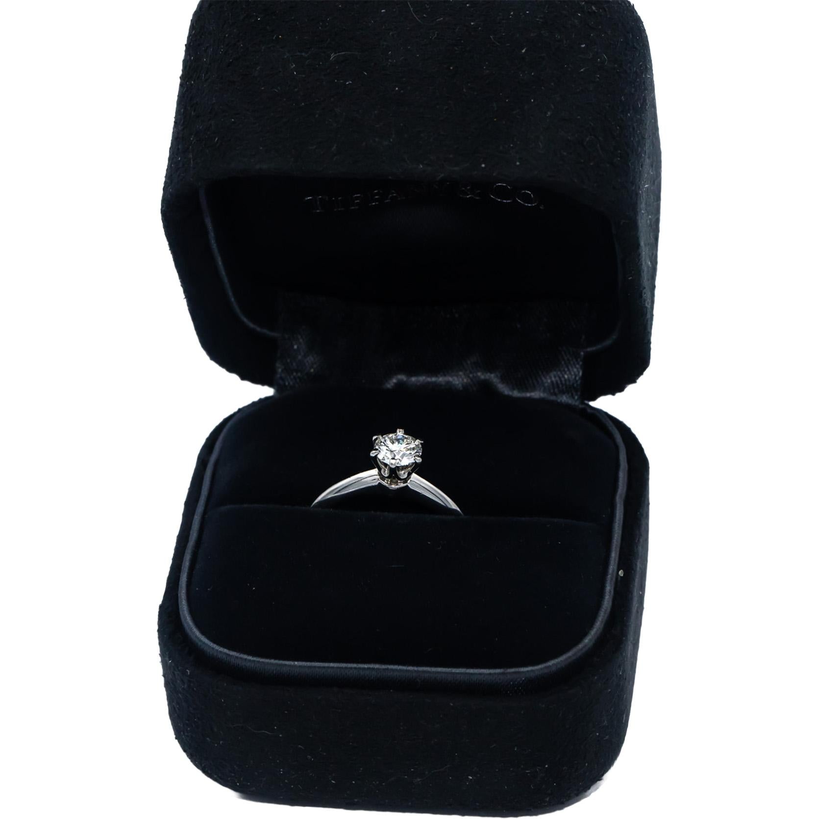 TIFFANY & CO. Platinum VVS1/I Diamond Engagement Ring .47CT w/ Cert & Box $5790