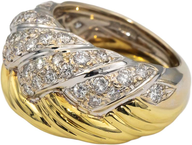 18k Yellow & White Gold VS Round Diamond Woven Cocktail Ring 0.95CT Size 6