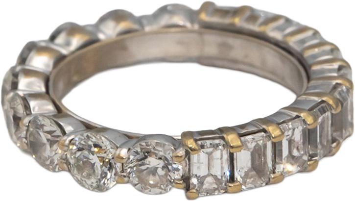 14k White Gold Round & Emerald Cut Diamond Eternity Band Ring 3.0CT Size 4.75