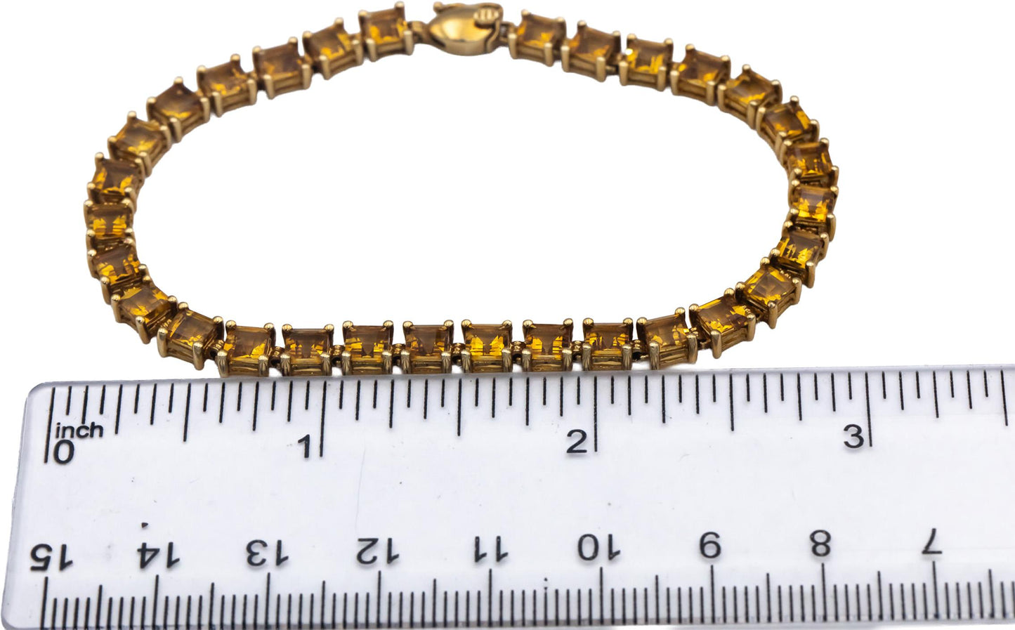 10k Yellow Gold Square Cut Citrine Tennis Bracelet 10.0CTW
