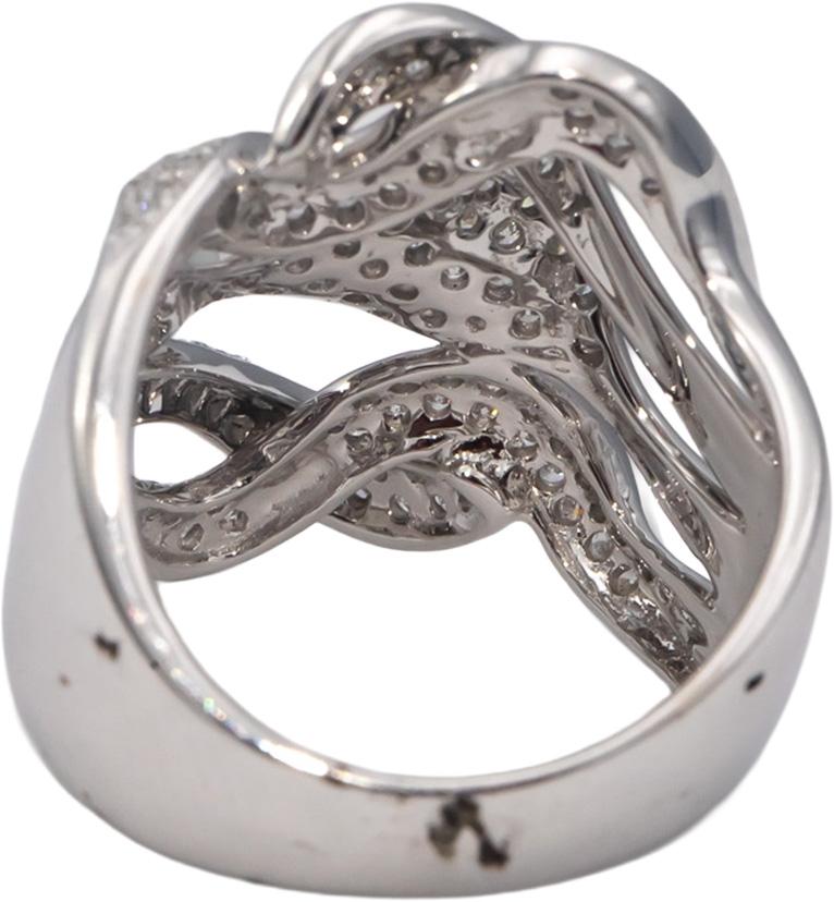 18k White Gold Round Diamond Wavy Cluster Ring 0.70CT Size 7.25