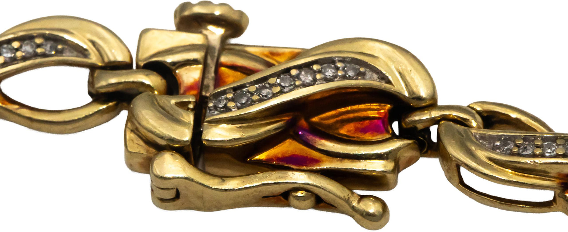 10k Yellow Gold Round Diamond Fancy Link Bracelet 0.50CTW