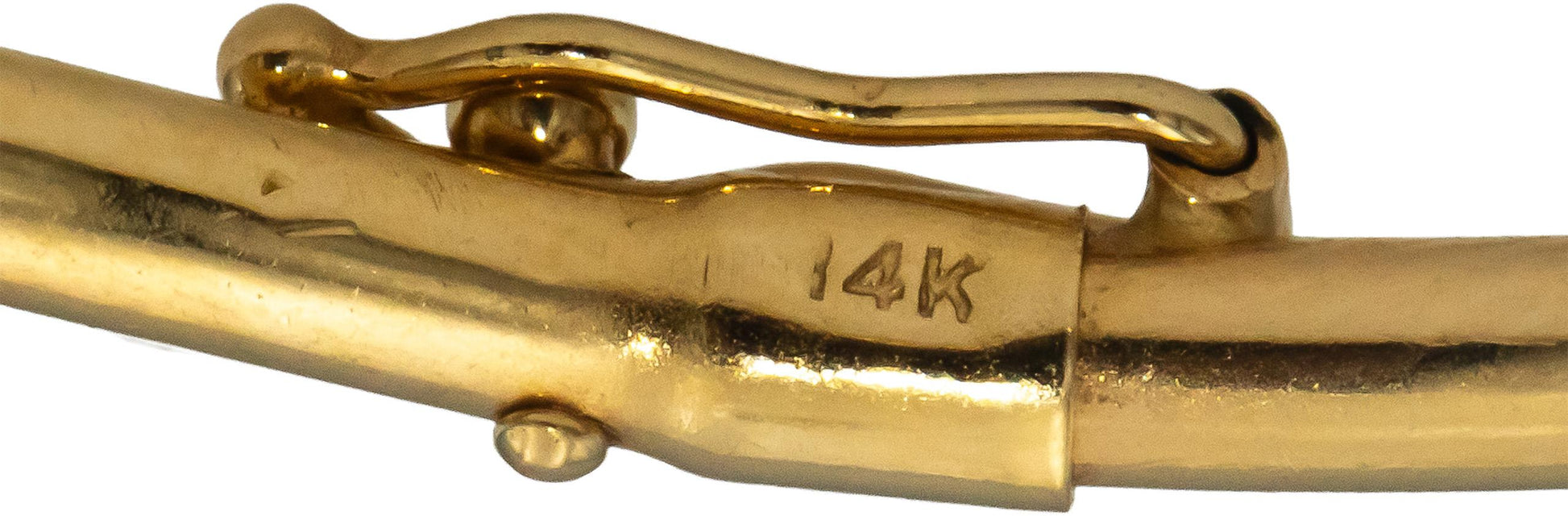 14k Yellow Gold Round Ruby and Diamond Bangle Bracelet 0.17CT