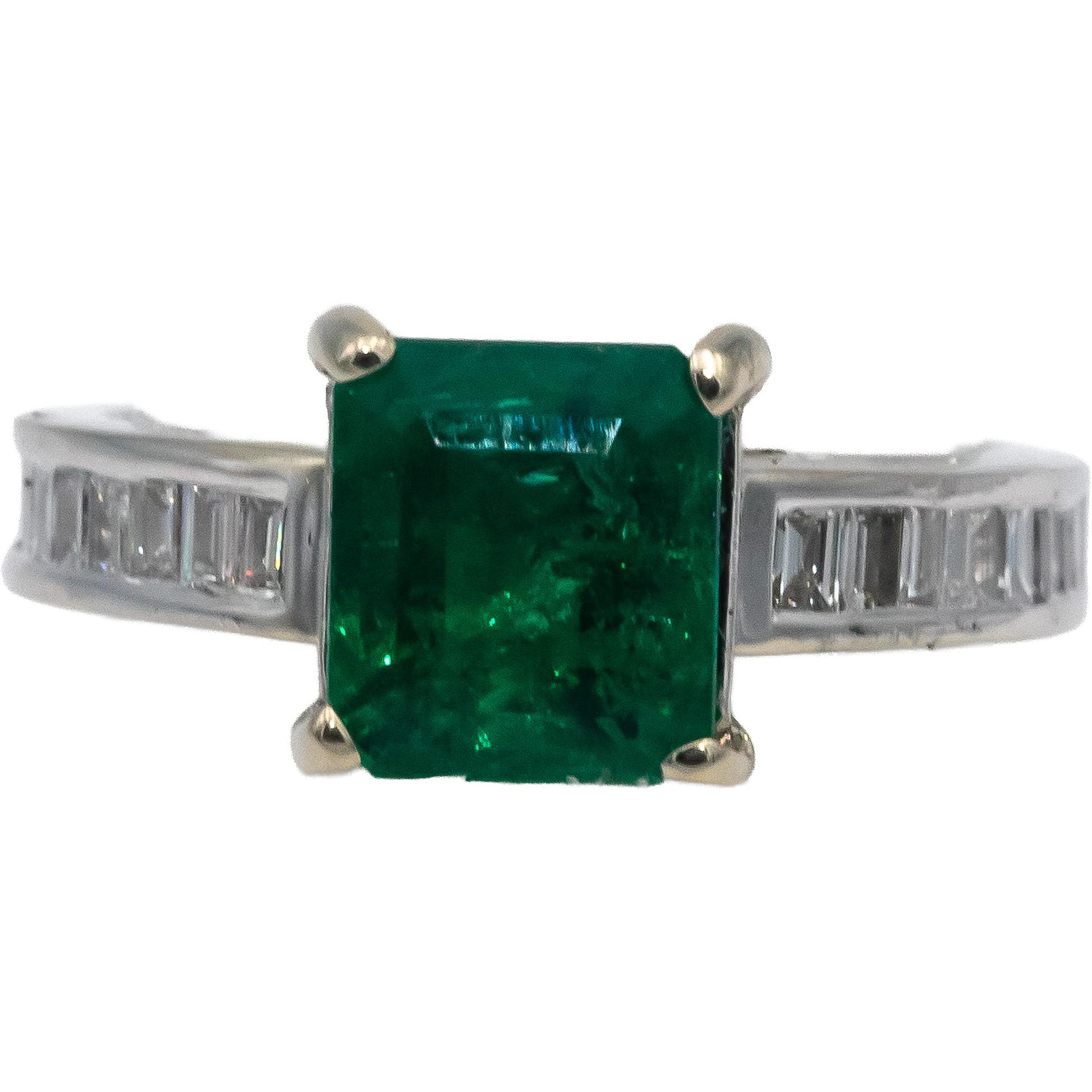 GIA Certified 18k White Gold Zambia Emerald Diamond Cocktail Ring 2.69 Size 5.5