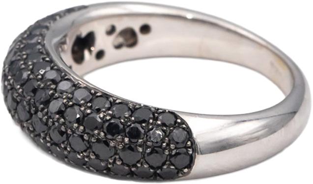 18k White Gold Round Black Diamond Cluster Dome Band Ring 1.50CTW Size 6.75