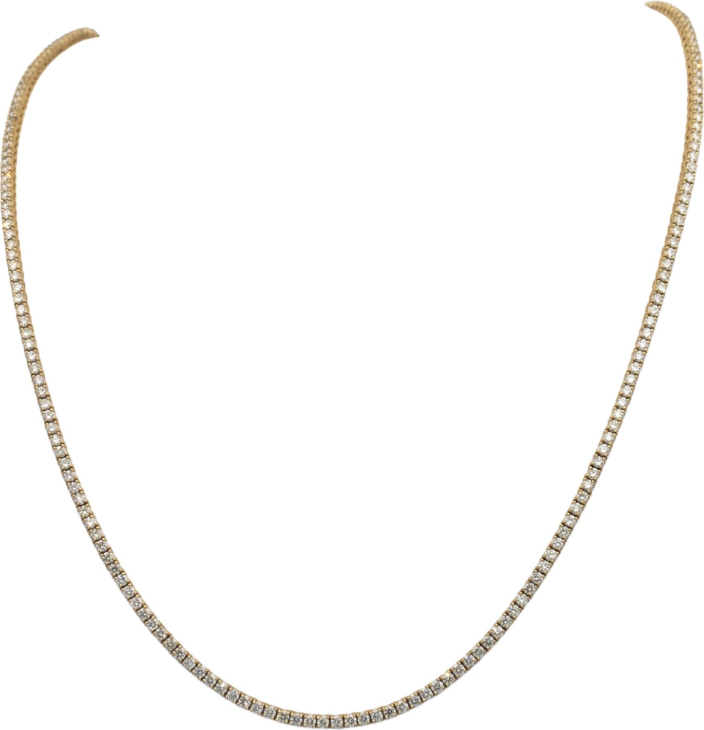 14k Yellow Gold Round Diamond Tennis Necklace 8.16CT