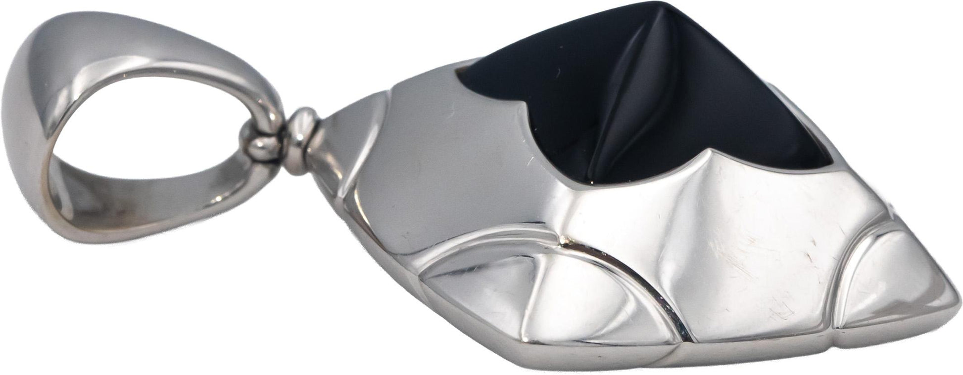 BVLGARI 18k White Gold Fancy Cut Onyx Solitaire Pendant