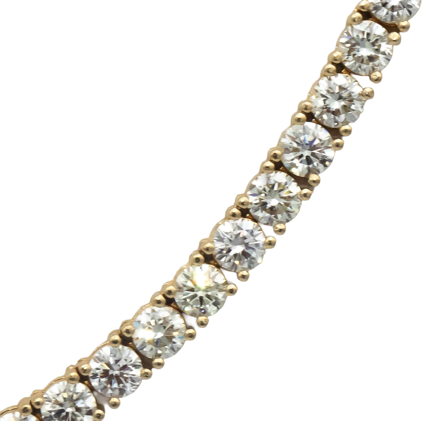 14k Yellow Gold VS Round Diamond Tennis Necklace 19.86CTW