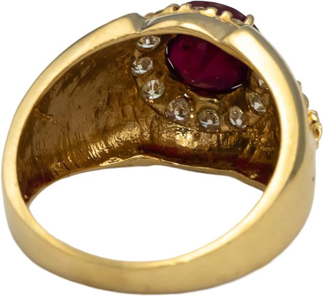 GIA Certified 14k Yellow Gold Diamond & Manufactured Ruby Ring 3.25CT Size 9