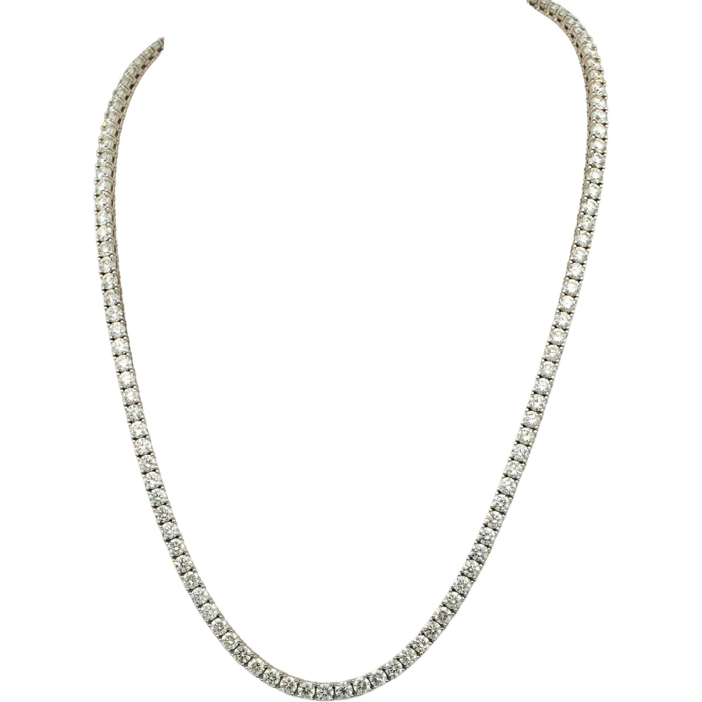 14k White Gold VS Round Diamond Tennis Necklace 22.85CT