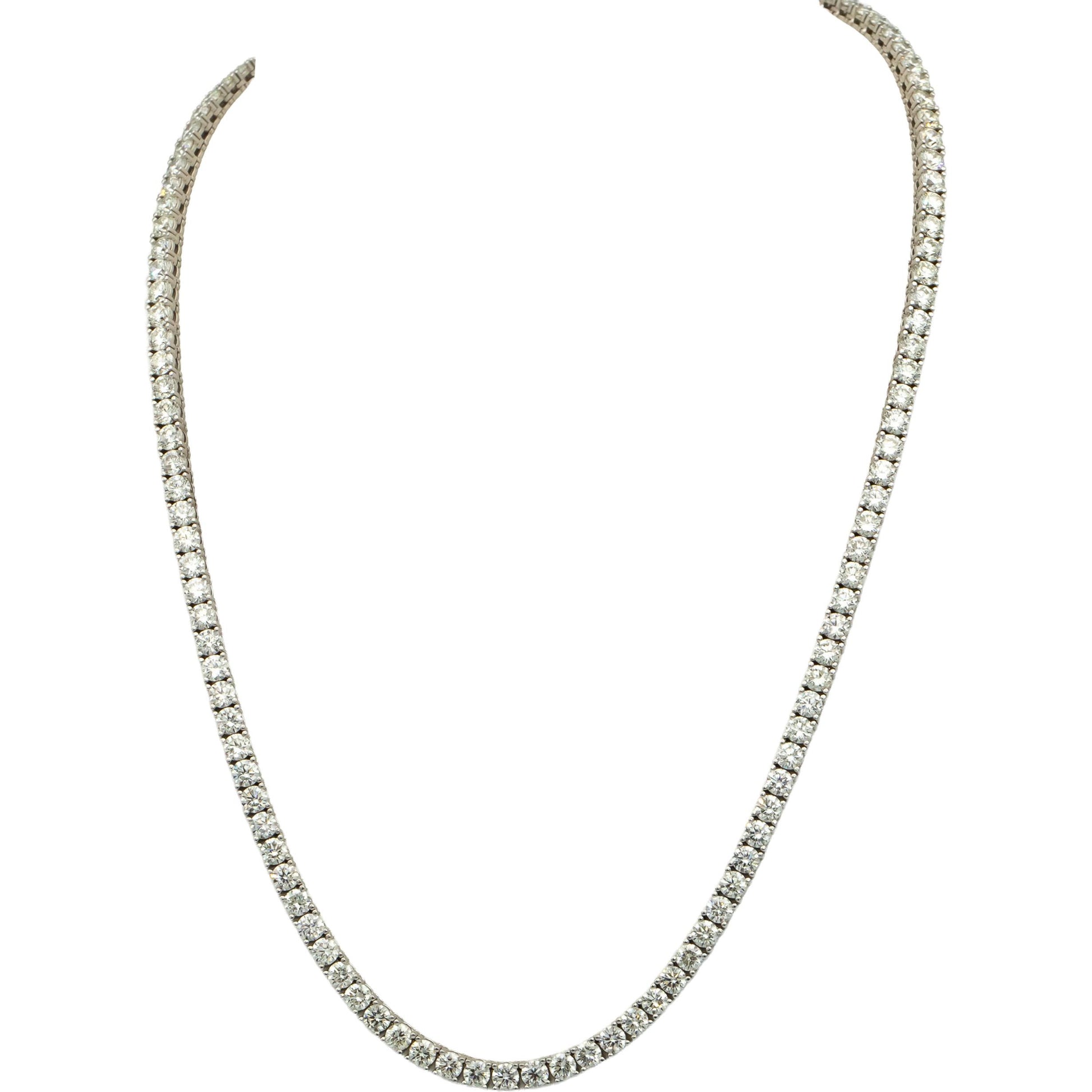 14k White Gold VS Round Diamond Tennis Necklace 22.85CT