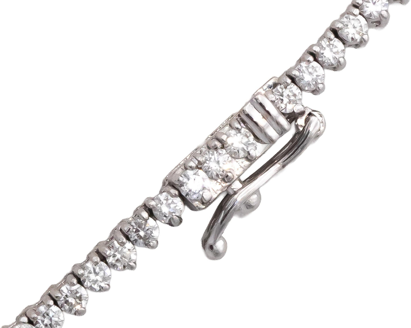14k White Gold Round Diamond Three Prong Riviera Necklace 8.20CT
